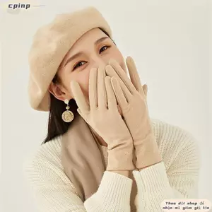 Găng tay thời tiết lạnh CPINCP, Găng tay ấm áp dày màn hình cảm ứng, Găng tay chống gió mỏng co giãn cổ điển cổ điển dành cho nữ