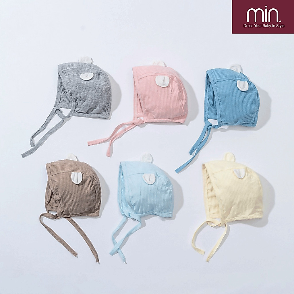Mũ Tai Gấu,Tai Thỏ Cho Bé 0-6 Tháng Vải Sợi Tre Tăm Cao Cấp - Hàng Chính Hãng MIN0014T,MIN0013T