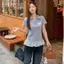 Áo thun ngắn tay polo cỡ lớn dành cho nữ mùa hè ren nơ nữ Thiết kế mùa hè Fat MM Che thịt Slimer Look Top