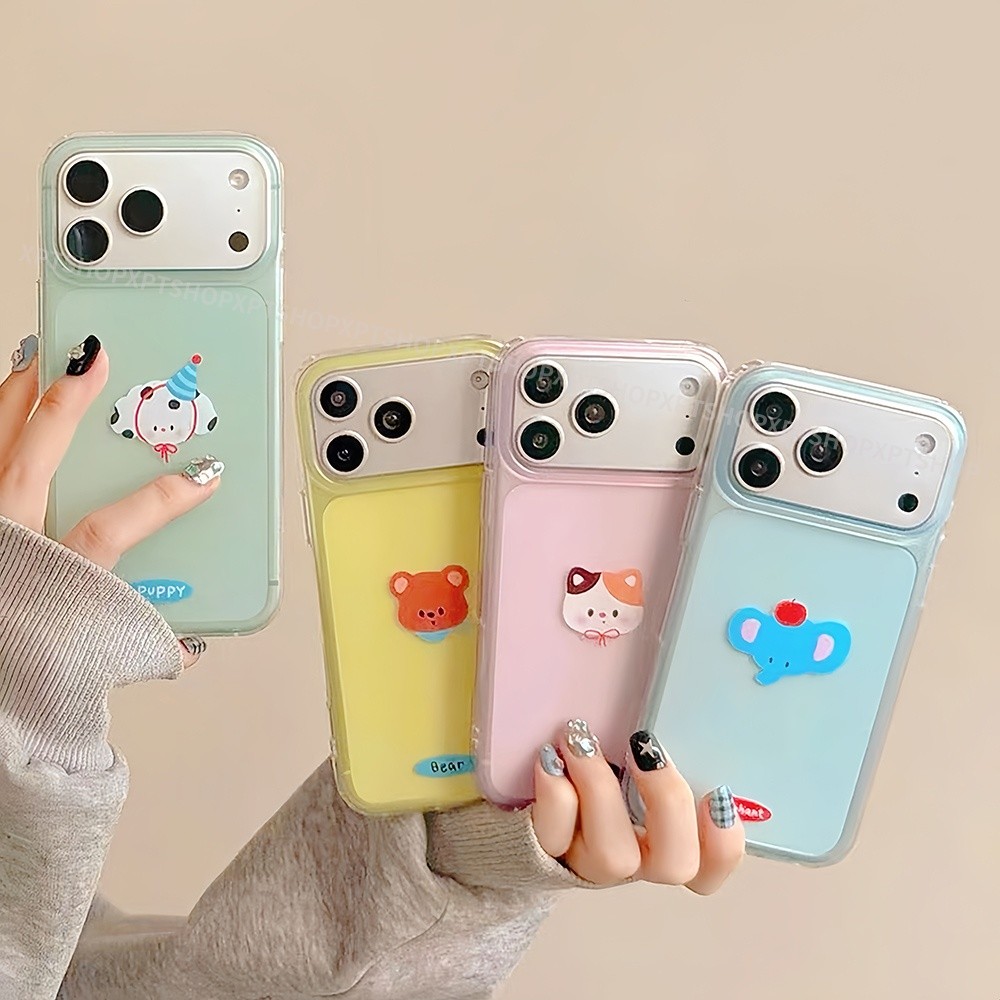 Ốp điện thoại mờ hình động vật hoạt hình Jelly cho iPhone 17 Pro Max 16 15 Pro Max Vỏ bảo vệ chống sốc