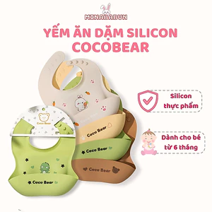 Yếm Ăn Dặm Cocobear Tootie Silicone, Yếm ăn dặm nhiều hình Cocobear Tootie dáng Hàn Quốc