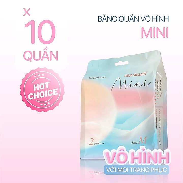 Combo 10 băng quần vô hình MINI, không viền, mỏng nhẹ, thoáng khí, chống tràn 360