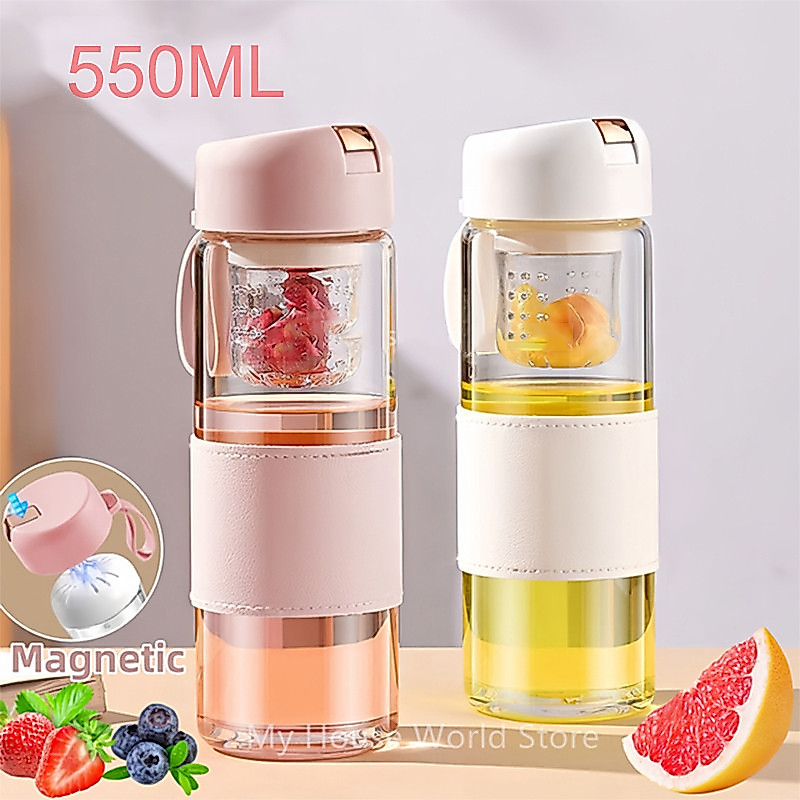 Bình Pha Trà Thủy Tinh Dung TÍch 550ml Có Lõi Lọc Nhựa ABS Cao Cấp Không Độc Hại