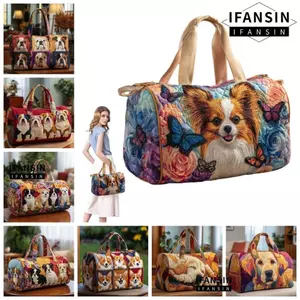 Túi xách du lịch IFANSIN, Túi Tote nữ in họa tiết cổ điển, Thời trang hợp thời trang nhẹ họa tiết chó Túi mua sắm dung tích lớn Lady Girl