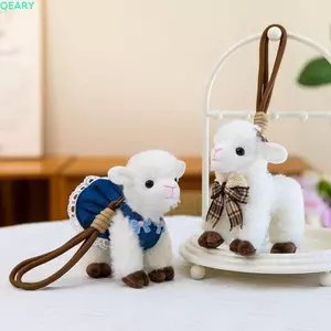 QEARY Đứng Mặt Dây Chuyền Cừu, Dễ Thương PP Cotton Tân Cương Búp Bê Cừu Cho Bé, Quà Lưu Niệm Du Lịch 14cm DIY Kawaii Cừu Sang Trọng Móc Khóa Túi Trang Trí