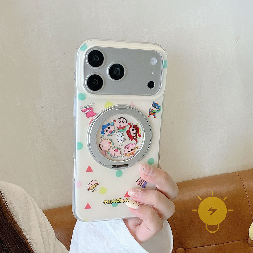 Phone Case For iPhone 17 Pro Max 16 15 with Griptok TPU Crayon Xiao Xin Rotate with Griptok Aesthetic Korean Cute