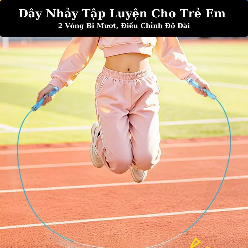 HuyDangSport Dây Nhảy Cho Trẻ Em, Tay Cầm 2 Vòng Bi Mượt, Điều Chỉnh Độ Dài, Tặng Bảng Tên DC004