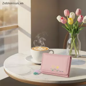 # HB # Ví da PU Mini dễ thương In hoa nhiều khe cắm thẻ Ví mỏng nhẹ cho bé gái Quà tặng mua sắm chuyến đi ngắn.