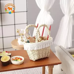 CANAMEK 1 / 12 Nhà Búp Bê Mô Phỏng Mini Dệt Giỏ Mô Hình Nhà Búp Bê Nội Thất Trang Trí Nhà Búp Bê Micro Cảnh Giả Vờ Chơi Đồ Chơi CSF