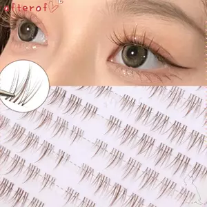 AFTEROF 10 Vòng / hộp Lông mi giả, Dụng cụ trang điểm mắt dài tự nhiên thoải mái, Thân trong suốt thực tế và tự nhiên Hàng mi cá nhân tiện lợi