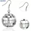 Bluelover 1 Đôi 70s Màu Bạc Sáng Bóng Disco Bóng Tòn Ten Bông Tai Nữ Thoáng Mát Thời Trang Trang Trang Sức Retro Tròn Thả Bông Tai Mới