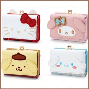SQ11 Sanrio Mới dễ thương Pompom Purin mymelody Kulomi osmanthus chó miệng vàng đổi ví Túi có thể gập lại Ví