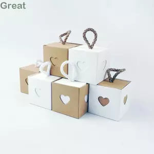 TUYỆT VỜI 10 Hộp Kẹo Sô Cô La, Giấy Kraft Mini Hộp Ủng Hộ Đám Cưới, Trang Trí Tiệc Có Tay Cầm Đôi Trái Tim Trắng & Nâu Quà Tặng Hộp Đóng Gói Đồ Dùng Tiệc Sinh Nhật Đám Cưới
