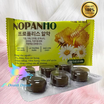 (Combo 5vỉ)Kẹo ngậm ho Nopan kingphar 4,chứa keo ong Nhập khẩu Hàn Quốc, vỉ 6 viên, giảm ho, viêm họng