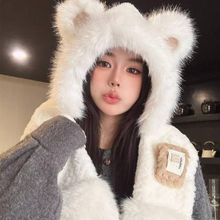 Khăn Quàng Cổ Mùa Đông Len Ấm Áp, Tích Hợp Mũ Bảo Vệ Tai Mềm Mại