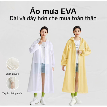 Áo Mưa EVA Phong Cách Đi Lại Nhiều Lần, Thiết Kế Thời Trang Unisex Mỏng Nhẹ
