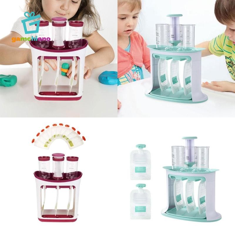 Trạm Bóp Máy Làm Thực Phẩm Cho Bé Dễ Dàng Mang Theo Túi Đổ Trạm 3 Hộp Đựng Thực Phẩm Cho Bé Trai Bé Gái Nhà Bếp