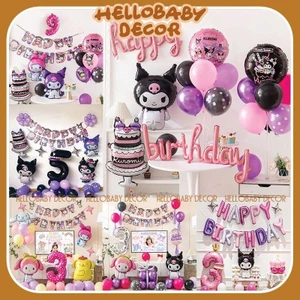 Set bóng trang trí sinh nhật Kuromi - Cinnamoroll - Melody kèm số tuổi cho bé