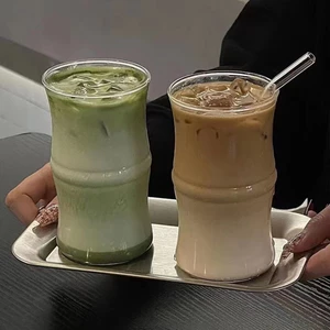 Sáng Tạo Phong Cách Trung Hoa Tre Hình Đặc Biệt Cao Borosilicate Thủy Tinh Chịu Nhiệt Matcha Sữa Trà Sữa Latte Mỹ Cà Phê GOSN