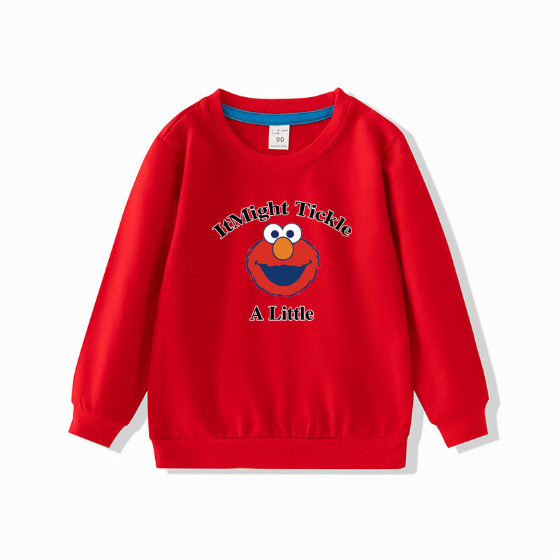 Áo nỉ cổ tròn dài tay 2D hoạt hình Sesame Street cho bé trai bé gái