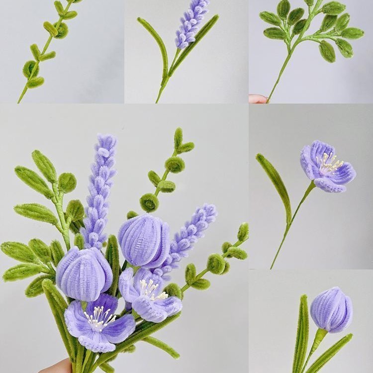 Tím Twist Stick Bó Hoa Handmade diy Chất Liệu Gói Hoa Tulip Lily Poppies Giữ Bảo Quản Bộ Hoa 46XP