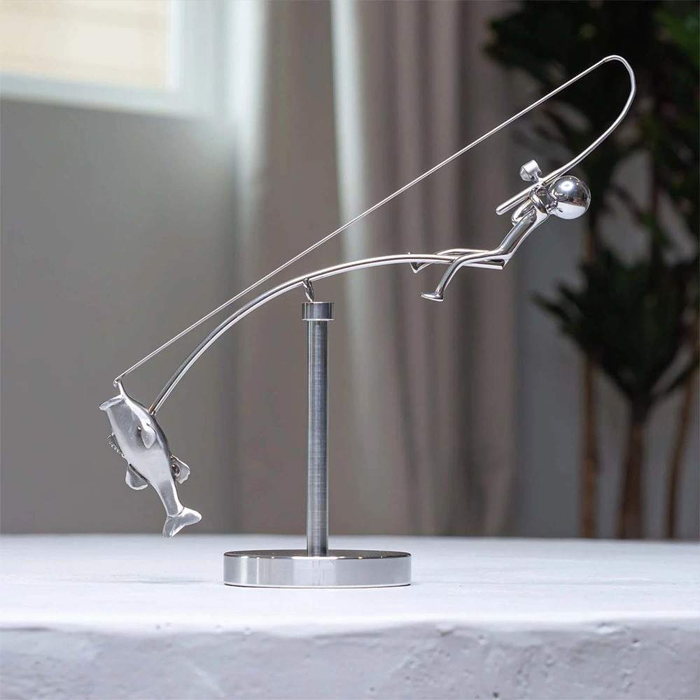 Fisherman Fishing Balance Sculpture Ornament