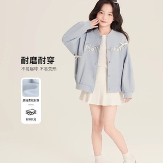 Áo Bé Gái 2025 Phong Cách Mới Nơ Ngọt Ngào Đồng Phục Bóng Chày Vừa Lớn Trẻ Em Áo Khoác