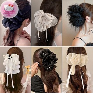 Moonlights Thanh Lịch Nơ Kẹp Tóc Nữ Tính Khí Lưới Thanh Lịch Thời Trang Phụ Kiện Tóc Cô Gái Tạo Kiểu Kẹp Tóc Mũ Đội Đầu EN