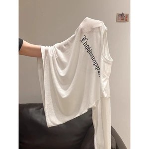 Milyfashion Letter In Hình Dài Tay T Chống Nắng Hơi Trong Suốt Mùa Hè Mỏng Rời Top