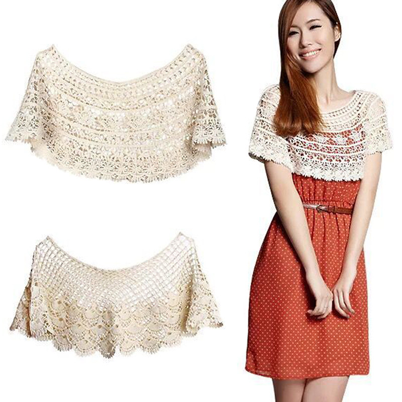 Áo Shrugs Poncho Vintage Dành Cho Phụ Nữ Với Chiếc Khăn Ren Ngắn