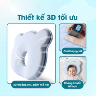 Gối Cao Su Non Cho Bé,Mềm Mại Và Thoáng Khí,Định Hình đầu,Gấu Chống Bẹp Đầu Méo Đầu,Được Thiết Kế Riêng Cho Trẻ Sơ Sinh