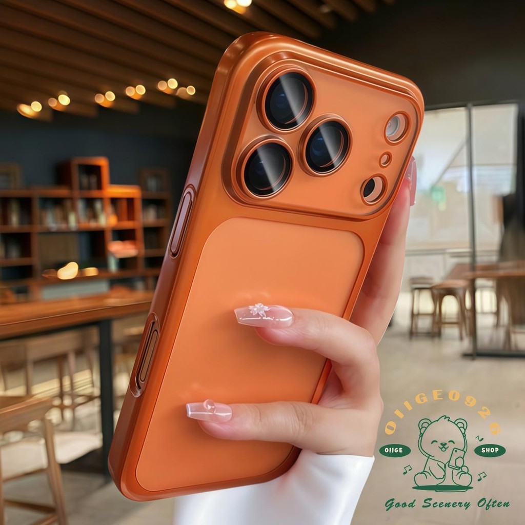【 Ốp lưng iPhone17 】 Màu cam mờ cảm giác da Vỏ điện thoại iphone 17 Pro Max 16 15 14 13 12 cho vỏ iPhone Vỏ cứng PC chống sốc