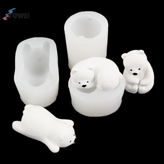 YOWEI 1 Gấu Khuôn Nến Silicon 3D Gấu Bắc Cực Nến Khuôn Trang Trí Bánh DIY Handmade Fondant Đất Sét Chocolate Khuôn VN
