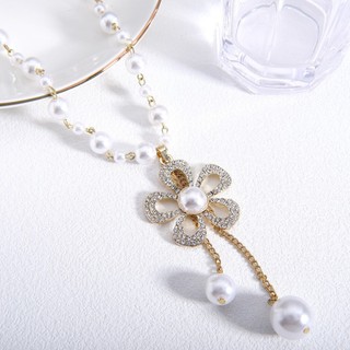 Vòng cổ ngọc trai phù hợp với áo len và dây xích, style Trung Hoa đơn giản,ideal cho mùa thu đông