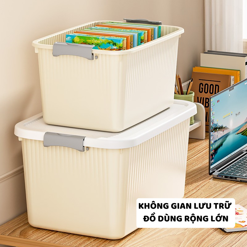 Thùng Nhựa Đựng Đồ ENODA HOME Kích Thước Đa Dạng, Hộp Có Nắp Khóa Cài Chắc Chắn Lưu Trữ Đa Năng Q110