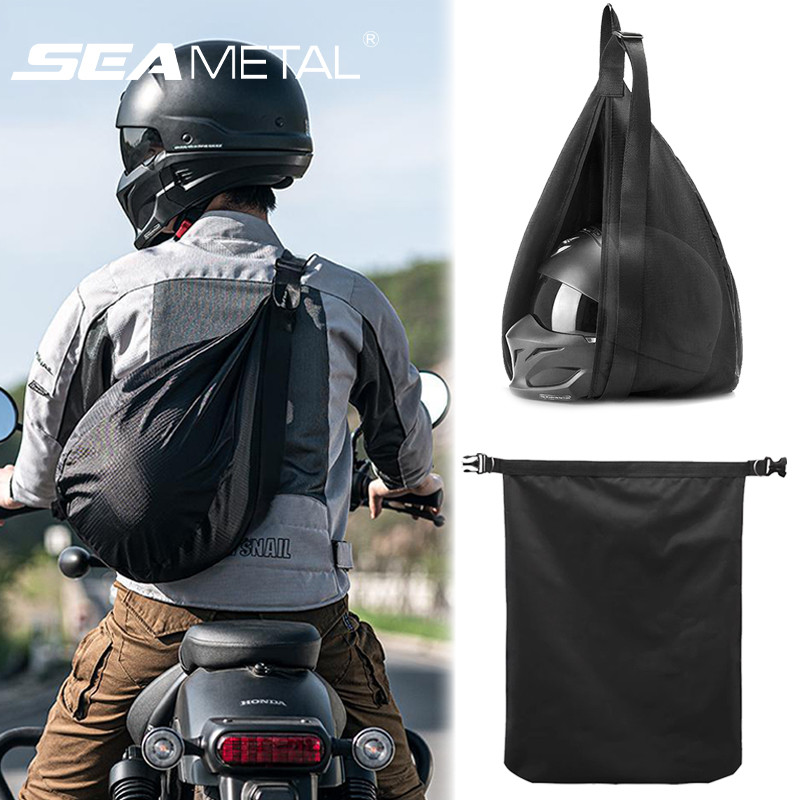SEAMEMETALTAL Mũ Bảo Hiểm Xe Máy Túi Bảo Quản Vải Nylon Chống Thấm Nước Mềm Dây Rút Mũ Bảo Hiểm Túi Full Nửa Mũ Hiểm Nắp Túi Vệ