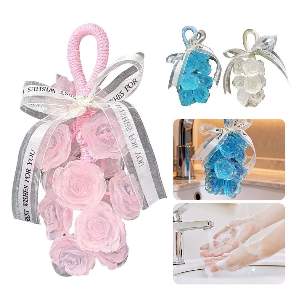 Xà phòng lạnh hoa hồng YOKEY, Xà phòng thơm hoa hồng pha lê trong suốt tạo bọt, Treo sáng tạo nhẹ nhàng có thể cắt xà phòng thủ công để tắm