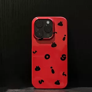 Ốp Điện Thoại QYJS Chữ Đỏ Năm Mới Thích Hợp Cho IPhone 11 15 14 13 ProMax 12 PRO 17 AIR 16 E 7 8 PLUS XR XSMAX Phim Vỏ Cứng Sáng Bóng Nữ