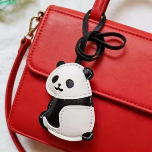 QEARY Panda Móc Khóa, Móc Khóa Đồ Trang Trí Gấu Trúc Mặt Dây Chuyền Dây, Dễ Thương Da PU Trang Trí Túi Treo Quyến Rũ Nam