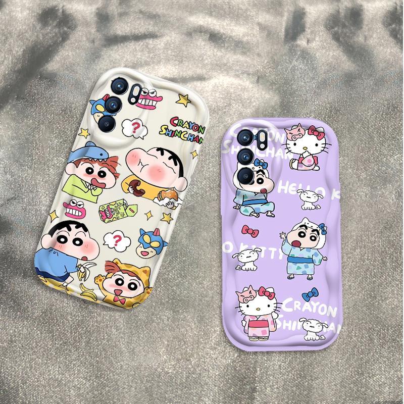 Ốp Silicon Hoạt Hình Cho OPPO A16 A16S A16K 3D Bé Gái Vỏ Điện Thoại Mềm TPU Kitty Crayon Shin-chan Ốp Lưng Chống Sốc Học Sinh