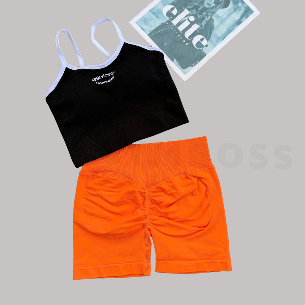 Bộ quần áo tâp gym,yoga,Chất dệt kim 10% elast dày dặn tôn form quần cạp cao + áo lưng kín,mút liền GB264