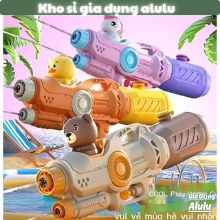 Súng Nước 2 Nòng Siêu Mạnh Bắn Xa 8m, Súng Phun Nước 2 Tia Song Song Bình To 800ml, Đồ Chơi Nước Cho Bé 3 Mẫu Thú