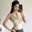 Retro Chấm Bi Dây Cổ Slanging Cổ Áo Vest Nữ Mùa Hè Phong Cách Mới Thiết Kế Ren Gợi Cảm Dây Không Tay Top