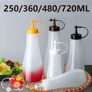 TOPTOOLCX 1 Cái Chai Bóp, 4 Dung Tích Ketchup Mù tạt Hộp Đựng Gia Vị Chai, Gia Vị Sốt Nóng Dầu Ô Liu Nhựa Tiện Ích Nhà Bếp Bình Đựng Nước