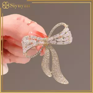 Siyuyan Nơ Kim Cương Giả Thổ Cẩm Nữ Đơn Giản Cá Tính Thời Trang Pin Phù Hợp Với Chống Ánh Sáng Xòe Trang Sức Quà Tặng VN
