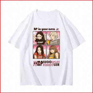 Blackpink BH2 BLACK PINK hoạt hình dễ thương 2026 áo thun mềm LISA ROSE JENNIE JISOO Áo thun ngắn tay hàng đầu HB2