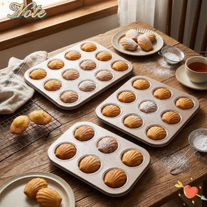 NOTE1 Khuôn Làm Bánh, Khuôn Muffin Thép Carbon 6 / 9 / 12 Khoang, Lớp Phủ Chống Dính Chất Lượng Cao Hình Chuối Khay Nướng DIY Nhà Bếp