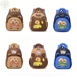 Ba lô AMPU Capybara, Túi đi học Capybara hoạt hình dung tích lớn, Ba lô mẫu giáo nhẹ nhiều túi Nylon
