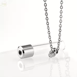 Bình chúc AWNGD, Vòng cổ chai thủy tinh thủy tinh trong suốt có thể đổ đầy, DIY với dây chuyền Mặt dây chuyền lọ nước hoa lưu niệm