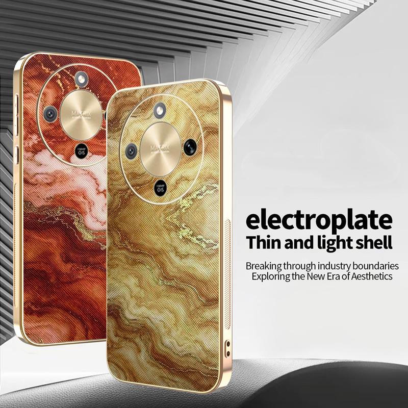 Ốp YJD Cho Honor X9d X9C X9B Họa Tiết Da Đá Cẩm Thạch Dòng Da Mạ Điện Cạnh Chống Rơi Vỏ Điện Thoại